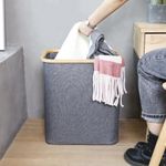 Foldable Cloth Laundry Hamper(Not Assembled)- Grey 