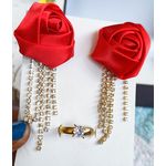 Generic Xim Ladies Flowered Earrings And Ring -Red