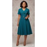 Round casual dress -Blue/green 