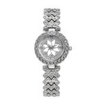 product_image_name-Fashion-Flower dial Romanized ladies' quartz watch and Starry sky bracelet set - Silver-2