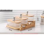 product_image_name-Generic-2Jars 2 Tier Glass Snacks Serving Bowls Set Platters With Bamboo Wooden Tray Stand Rack And Lids For  Dessert, Fruit, Vegetables, Appetizer, Cake, Candy, Chip Dip Food Storage- Clear-1