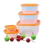 product_image_name-Generic-5 Pc Square Airtight Food Storage Containers Tins  With Lids,Multi-Colours.-1