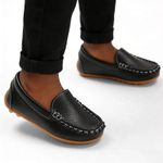product_image_name-SHJO-Loafers Boys School Comfortable Faux Leather Slip-on Classic Formal Kids Casual Shoes - Black-6