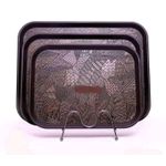  3 pieces Set Of Non Slip Plastic Trays/Designs May Vary-Black