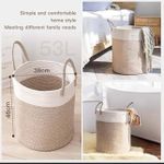 product_image_name-Generic-Large Woven Laundry Basket Hamper, 60L Cotton Rope Storage Bin for Clothes, Toys & Blankets – Decorative Tall Nursery Hamper (Brown)-3