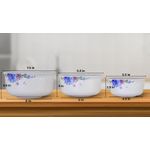 product_image_name-Opal-3 Piece Floral Serving Bowl Mixiing  Bowl Set (1500ml, 1000ml, 500ml), Microwave Safe, Heat and Break Resistant with Plastic Lids- Multicolor-6