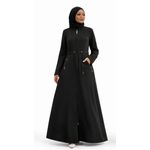 Women Long Sleeve Maxi Habaya Dress – Modest Muslim Wear, Elegant Gown with Free Veil