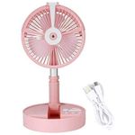 product_image_name-Generic-Wireless Portable Folding USB Rechargeable Telescopic Remote Fan- Pink & White.-1
