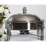 product_image_name-Generic-26CM  Stainless Steel Small Round Chafing Dish Food Warmer Hot Pot Outdoor Camping Alcohol Stove- Silver-1