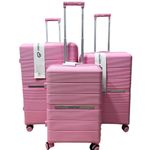 3 In 1 Light Weight Hard Material 4 wheel Spinner  Extreme Durability Double Zipper Digit Lock Enough Space For Luggage - Pink