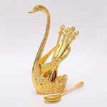 product_image_name-Generic-Swan Shape 6 Spoons And Forks Holder Stainless Steel + Zinc Alloy Corrosion-resistant Electroplated Surface Mirror Polishing Tableware Kit, For Living Room, Dinning Room, Kitchen Coffee Bar, Tea Party, Home Bar Table -Multicolor-4