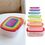 product_image_name-Generic-7 Piece Rainbow Plastic Fridge Storage Food Containers With Leakproof Lids- Multi-colour.-1