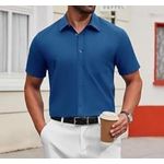 product_image_name-Fashion-Alimens & Gentle Mens Short Sleeve Dress Shirt Solid Casual Button Down Shirts with Pocket for Summer Business Wedding-4