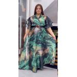 Classic Ladies' round dress - green /multi color 