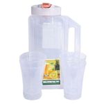 product_image_name-Generic-Plastic Water Fridge Bottle with 4 Glass, 2L - Orange, White-1