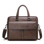 product_image_name-Generic-15in x 12 Inches Waterproof Messenger Shoulder Bag For Business And Travel Work Office Men's Leather Briefcase Commute MacBook And Laptop Bag With Padded Compartment- Multicolor-1