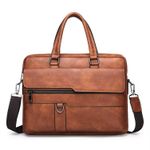 product_image_name-Generic-15in x 12 Inches Waterproof Messenger Shoulder Bag For Business And Travel Work Office Men's Leather Briefcase Commute MacBook And Laptop Bag With Padded Compartment- Multicolor-5