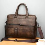 product_image_name-Generic-15in x 12 Inches Waterproof Messenger Shoulder Bag For Business And Travel Work Office Men's Leather Briefcase Commute MacBook And Laptop Bag With Padded Compartment- Multicolor-6