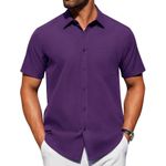 product_image_name-Fashion-Alimens & Gentle Shirts Mens Dress Shirts Stretch Short Sleeve Formal Business Wedding Button Down Shirt Wrinkle Free (Purple)-1