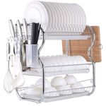 product_image_name-Generic-3 Tier Stainless Steel Dish Drainer Rack -Multi Design, Silver-1