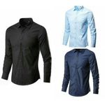 product_image_name-Other-Pack Of 3 Men's Formal Shirts - Navy Blue, Sky Blue, Black-1