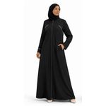 The Athleisure Abaya: Functional Zipper Dress with Piping Detail