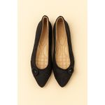 Ladies Flat Pump Suedi Shoes-Black