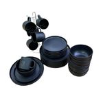 product_image_name-Generic-Ceramic 6 Dinner Plates 6 Side Plates 6 Soup plates 6 Tea Cups With Stand Dinner Set-Black-1