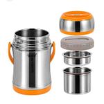Stainless Steel Insulated Food Container with Handle, Vacuum Thermal Food Flask, Double Walled Lunch Box for School Travel Camping Hiking,Bento-Styled Lunch Solution Offers Durable insulate
