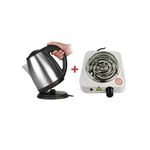 Electric Kettle 2Litres + Single Hotplate - Silver,White