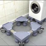 Adjustable Fridge/ Washing Machine Stand Trolley - Grey