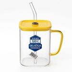 product_image_name-Generic-Modern Square Glass Tumbler with Straw and Sealed Lid-1