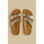 Ladies flat sandals shoes- Silver