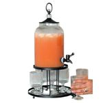 product_image_name-Generic-Set of 7 pieces Lemonade With Crase 4 litre Juice Dispenser Jug Beverage Water Carafe Kettle Borosilicate Lid Glass Iced Tea Pot Set With 6 Drinking Glasses Cups Heat-Resistant Glass Bottle Water Pitcher -1