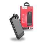 product_image_name-Hoco-J114 Fast Charging Mobile power bank with 10000mAh capacity.Type-C and Micro-USB inputs. USB-A port and built-in cables for Lightning, Type-C and Micro-USB outputs. LED digital display of power level.- Black-1