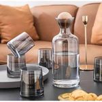 Elegant Glass Decanter / Serving Pitcher with Wooden Stopper (Set of 5)