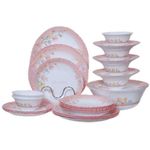 26 Pcs Flowered Opalware Dinner Set With Saucer, Plates,side plates And Bowls- Multicolor