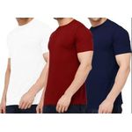 product_image_name-Fashion-3 Pack Short Sleeve Crew Neck T-Shirts - Maroon, White, Navy Blue-3