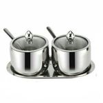 product_image_name-Generic-2 Pc Seasoning Containers Spice Jar Rack Condiment Salt Pepper Sugar Storage Organizers with Serving Spoons - Silver.-1