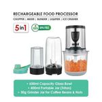 product_image_name-Sanford-5 In1Food Processor Chopper Mixer Coffee Grinder Blender Ice Crusher- Clear.-5