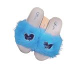 product_image_name-Fashion-Blue Fluffy Heart Slip-On Slippers for Women-1
