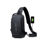 product_image_name-Fashion-Waterproof Multifunctional Patent Leather Men's Anti-theft Shoulder Bag - Black-1