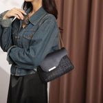 product_image_name-STY-Women Chain Bags Small Woven Cross-body Bag Sling Bag - Black-5