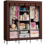 product_image_name-Generic-3 Column Metallic Flame Wardrobe With Cloth On & Zip - Maroon Winered Brown-3