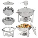 product_image_name-Generic-Chafing Dish Round Chafer Buffet Catering Warmer Food And Water Pan, Lid, Solid Stand And Fuel Holder- Silver.-2