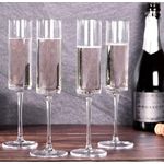 product_image_name-Generic-White Edge Champagne Flutes – Set of 6, Flat Bottom Wine Glasses, Prosecco Glasses, Elegant Drinkware-4