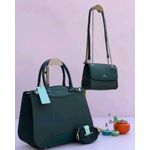 Stylish CHRISBELLA large dark green handbag with a small dark green shoulder purse