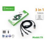 product_image_name-NODIZZ-Local Stock-T9 3-in-1 Fast Charging Cable 120cm USB 2.0 for Mobile Tablet Computer - Durable Weaving Material-1