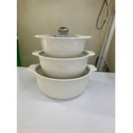 3Pieces. Of Elegant Textured Ceramic Serving Dish Set