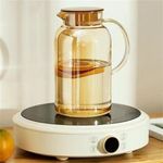 product_image_name-Generic-4 Cups and 1 Glass Pitcher with Handle and Strainer Lid Drip-Free Carafe for Living Room Office Hospitality Beverage Bottles for Tea- Multicolor-4